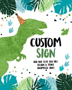 Custom Editable Sign Blue green T-Rex 0389 design preview