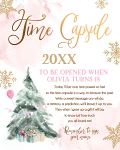 Time Capsule Winter Tree Watercolor Pink Gold 0363 design preview