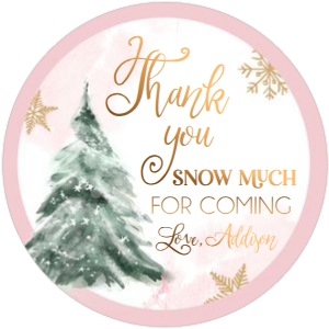Tag Winter Tree Watercolor Pink Gold 0363 design preview