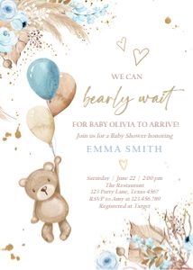Bearly Wait Invitation Blue 0421 design preview