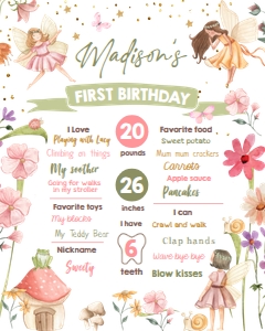 Birthday Milestone Sign Fairy Forest 0406 design preview