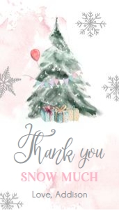Favor Tag Thank You Winter Tree Watercolor Pink Birthday Onederful 0363 design preview