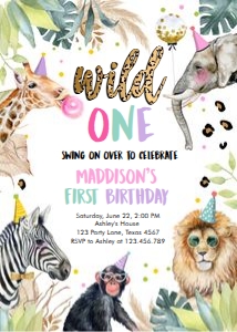 Birthday Invitation Wild One Vertical V2 0417 design preview