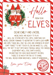 Letter Hello From Your Elf Wreath Girl and Boy design preview