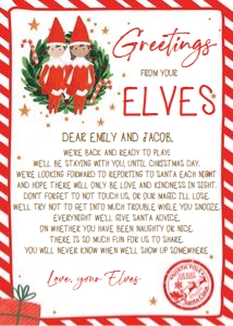 Letter Greetings From Your Elves Wreath Girl and Boy design preview