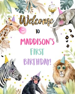 Welcome Sign Party Animals Vertical V2 0417 design preview