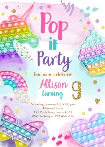 Birthday Invitation Popit Fidget Pastel Girl 0422 design preview