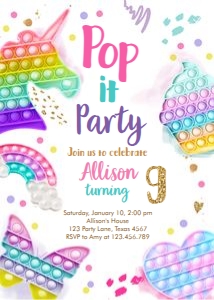 Birthday Invitation Popit Fidget Pastel Girl V2 0422 design preview