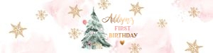 Water Bottle Label Winter Tree Pink Gold Birthday 0363 design preview