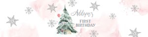 Water Bottle Label Winter Tree Pink Silver Birthday 0363 design preview