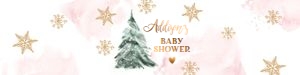 Water Bottle Label Winter Tree Pink Gold Baby Shower 0363 design preview