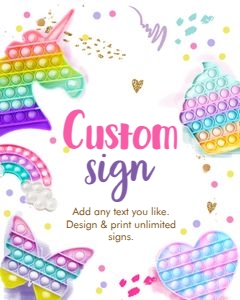 Custom Editable Pop It Fidget Sign Pastel White 8x10 0422 design preview