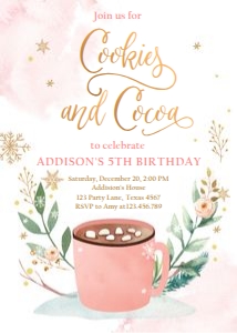 Birthday Invitation Cookies and Cocoa Pink Mug V2 design preview