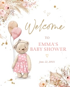 Welcome Sign Bear Boho Girl 0421 design preview