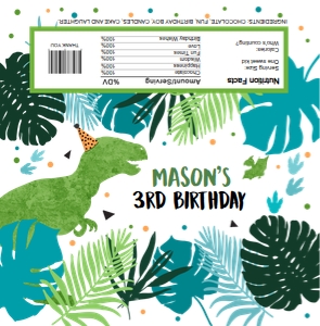 Candy Bar Wrapper Dinosaur Green Blue 0389 design preview