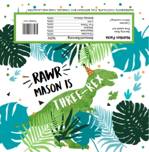 Candy Bar Wrapper Dinosaur Green Blue Three-Rex 0389 design preview