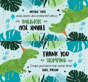 Treat Bag Topper Dinosaur Blue Green 0389 design preview