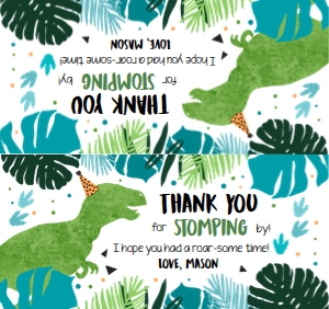 Treat Bag Topper Dinosaur Blue Green White 0389 design preview