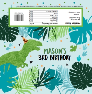 Candy Bar Wrapper Dinosaur Green Blue Background 0389 design preview