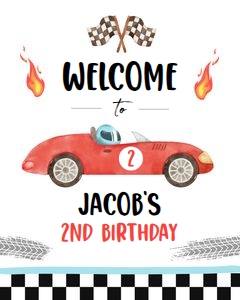 Welcome Sign Race Car Red 0424 design preview