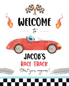 Welcome Sign Race Car Red Race Track 0424 design preview