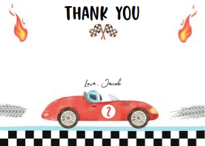 Thank You Card Race Car Red Horizontal 0424 design preview