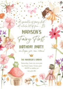 Invitation Birthday Fairy Forest Fairy First 0406 design preview