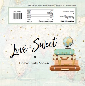 Candy Bar Wrapper Map Travel Love is Sweet 0263 design preview