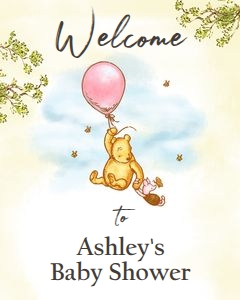 Welcome Sign Winnie The Pooh Pink 0425 design preview