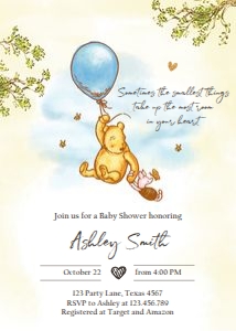 Invitation Baby Shower Winnie The Pooh Boy 0425 design preview