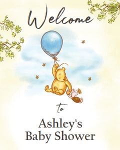 Welcome Sign Winnie The Pooh Blue 0425 design preview