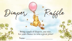 Diaper Raffle Ticket Winnie The Pooh PInk 0425 design preview