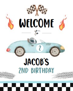 Welcome Sign Race Car Blue 0424 design preview