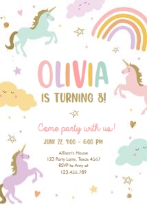 Birthday Invitation Unicorn Simple 0426 design preview