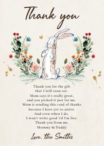 Thank You Card Baby Shower The Velveteen Rabbit 0394 design preview