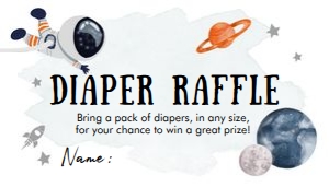 Diaper Raffle Ticket Space Astronaut Orange 0366 design preview