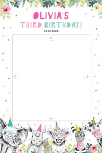 Birthday Photo Booth Frame Party Animals Girl 0322 design preview