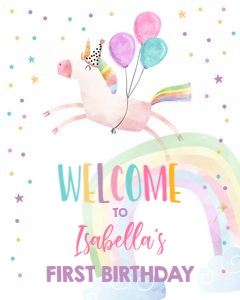 Welcome Sign Unicorn Balloons Magical Rainbow 0336 design preview