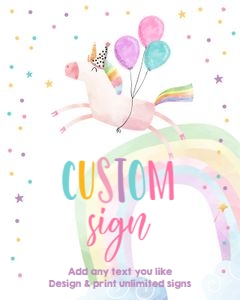 Editable Custom Sign Unicorn Rainbow 0336 design preview