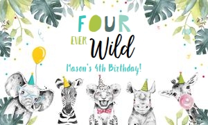 Backdrop Banner Party Animals Four Ever Wild Boy 0322 design preview