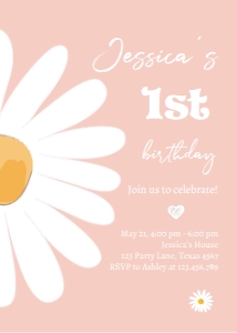 Invitation Birthday Daisy One Pink V3 0410 design preview