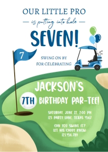 Invitation Golf Our Little Pro Blue White 0405 design preview