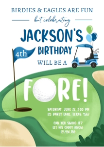 Invitation Golf Fore Blue White 0405 design preview