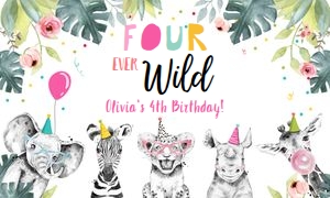 Backdrop Banner Party Animals Four Ever Wild Girl 0322 design preview