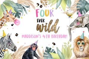Backdrop Banner Party Animals Four Ever Wild 0417 design preview