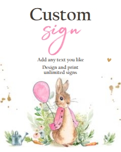 Custom Editable Sign Flopsy Rabbit White Balloon Girl 0351 design preview
