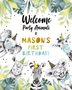 Welcome Sign Party Animals Gold Boy Vertical 0322 design preview