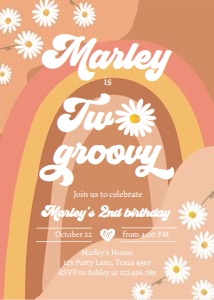 Invitation Birthday Two Groovy 0428 design preview