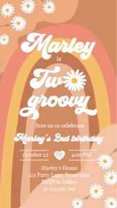 Invitation Birthday Two Groovy 0428 Phone design preview