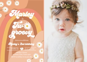Invitation Birthday Two Groovy 0428 - Photo design preview